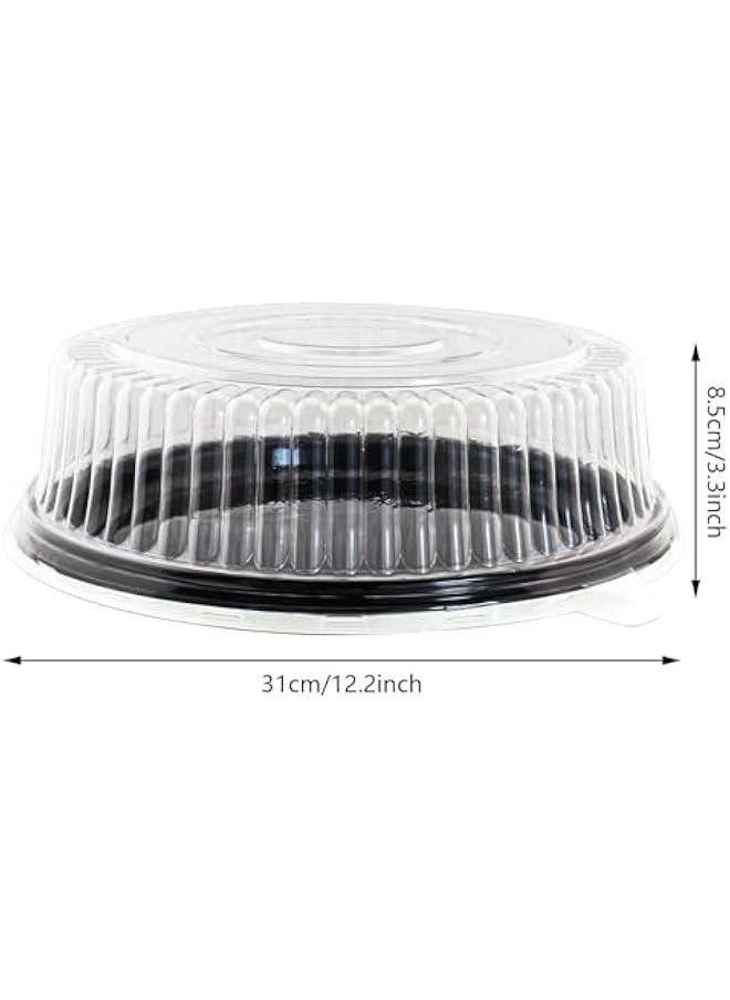 Arabest - Set of 5 - 12 Inch Cake Containers with Plastic Clear Dome Lid and Black Base for Carry, Display, and Storage Box - Image 1