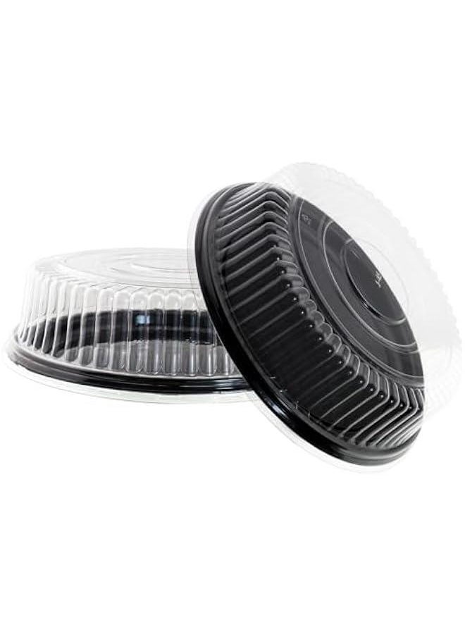 Arabest - Set of 5 - 12 Inch Cake Containers with Plastic Clear Dome Lid and Black Base for Carry, Display, and Storage Box - Image 1
