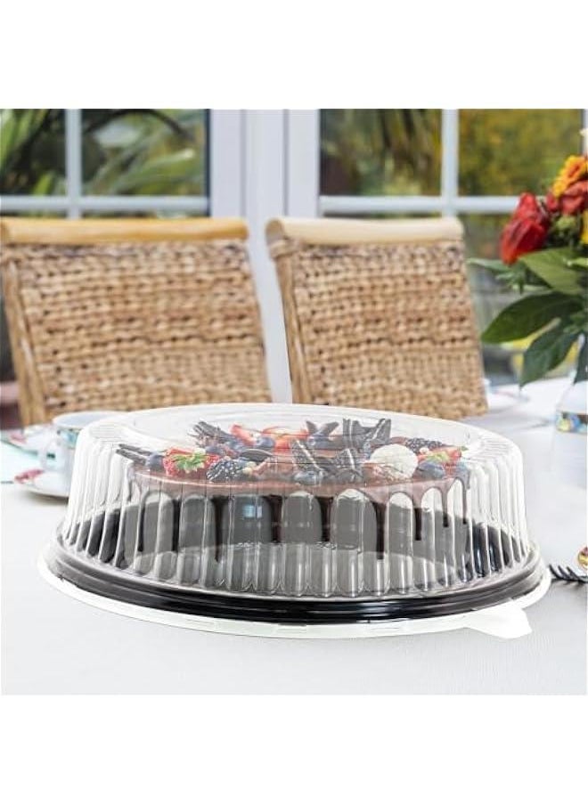 Arabest - Set of 5 - 12 Inch Cake Containers with Plastic Clear Dome Lid and Black Base for Carry, Display, and Storage Box - Image 1