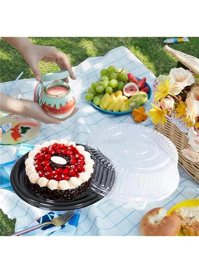 Arabest - Set of 5 - 12 Inch Cake Containers with Plastic Clear Dome Lid and Black Base for Carry, Display, and Storage Box - Image 1