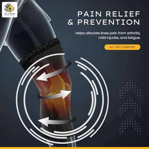 PRO365 Premium Gym Knee Cap| Advanced Pain Relief Brace| Supportive Guard| Stretchable Knee Pad| Protective Knee Band for Men & Women| Medium| - Image 4