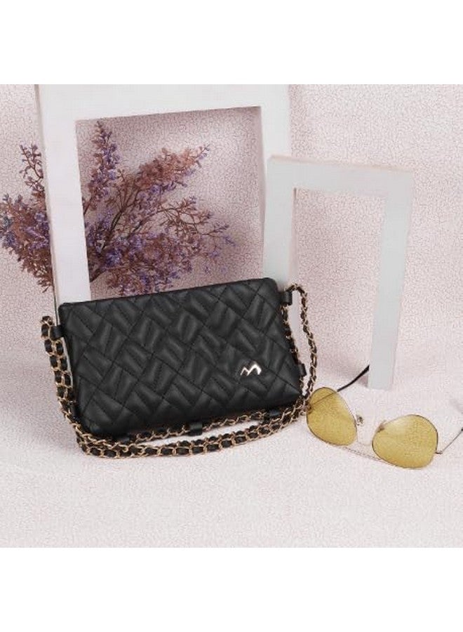 Metro Women Black Stylish Faux Leather Spacious Sling Bag (66-325) - Image 2