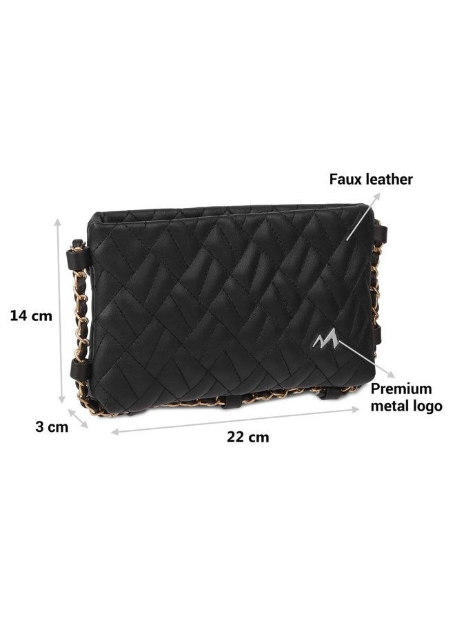 Metro Women Black Stylish Faux Leather Spacious Sling Bag (66-325) - Image 3