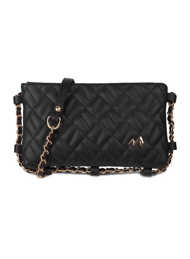 Metro Women Black Stylish Faux Leather Spacious Sling Bag (66-325) - Image 1