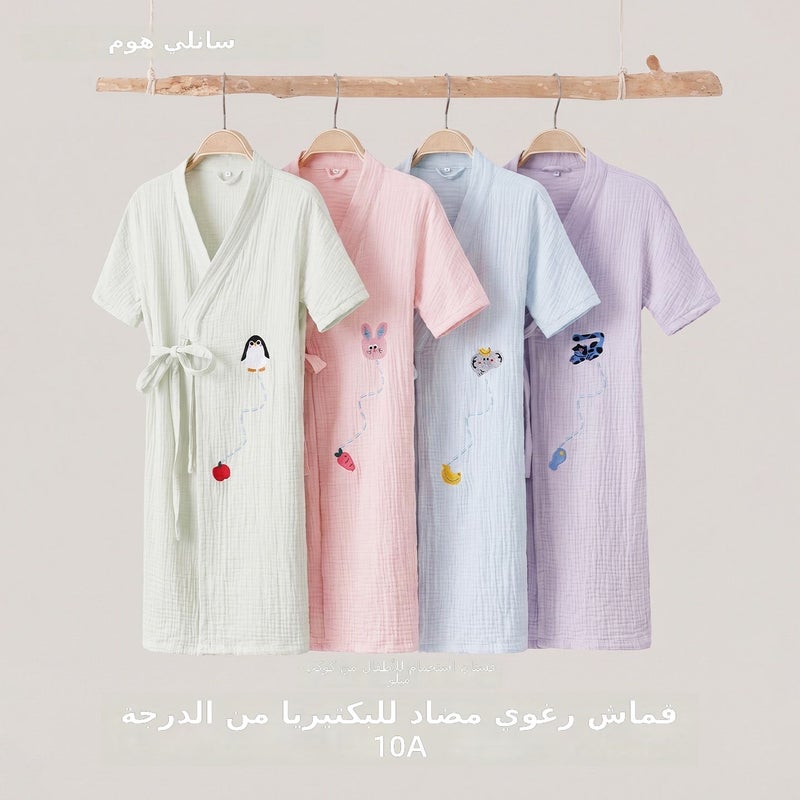 رداء حمام قطني أخضر صيفي من SANLI - ماص وسريع الجفاف للاطفال - Image 3