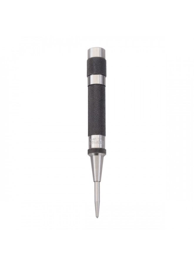 Starrett Steel Automatic Center Punch with Adjustable Stroke - 5" (125mm) Length, 9/16" (14mm) Punch Diameter, Lightweight, Knurled Steel Handle - 18A