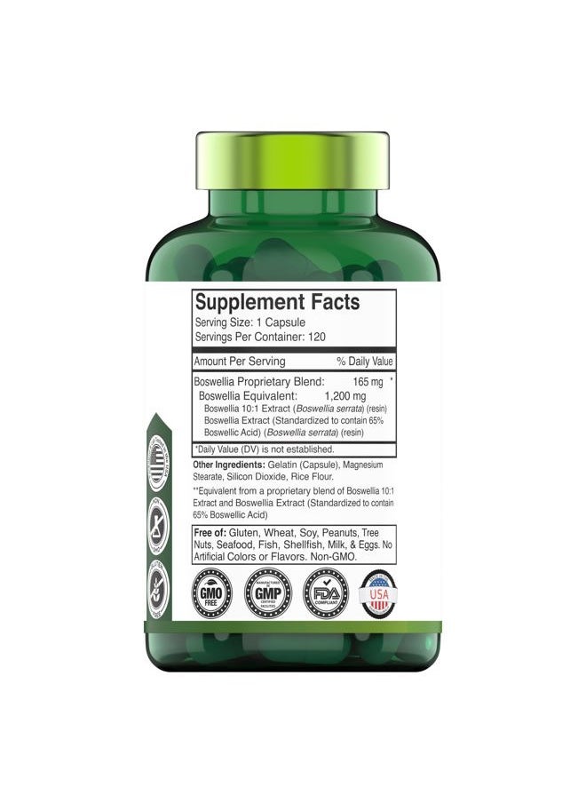 Boswellia Serrata Herbal Extract Capsules | 1200 MG/Capsule (120 Capsules) | Joint Support Supplement* | Ayurvedic Herb: Indian Olibanum/Frankincense