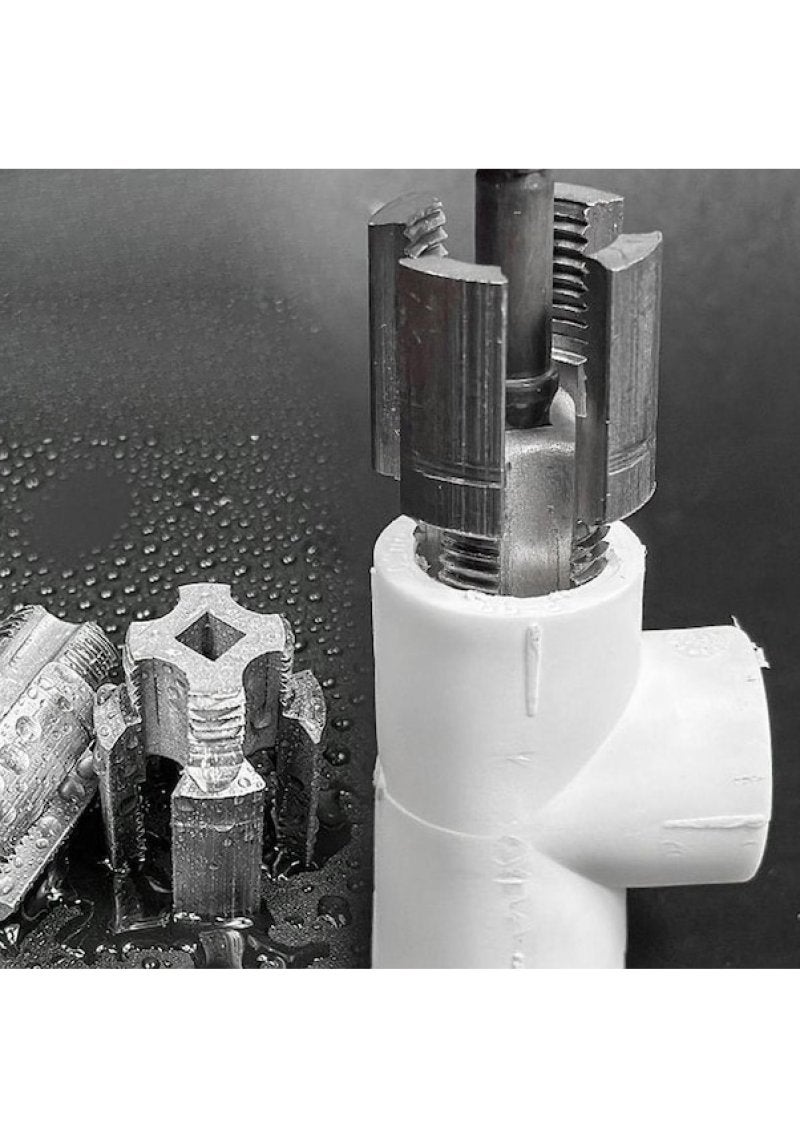 Pipe Threading Tool: 4 Points Silver Carbon Steel - 6 Points Inner Outer Wire Integrated Design for Versatile Use, Efficient Water Pipe Wire Opening for Plumbing Tasks - Image 2