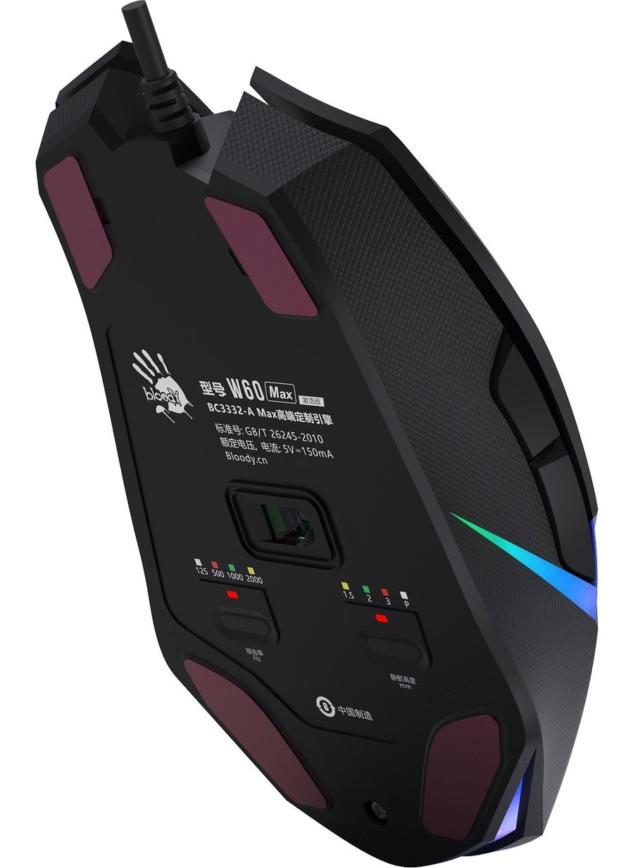 Bloody - W60 Max 10,000 CPI 10 Key RGB 4M Memory Ultra Core 3&4 Active Custom Made Optical Wired Gaming Mouse - Image 1