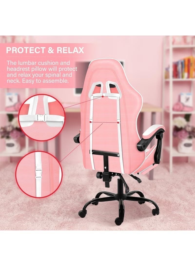 FUOE Video Gaming Chair High Back Racing Ergonomic Computer With Neck and Lumbar Support Massage Swivel Desk Office Chair Retractable Footrest for Gamers - Image 5