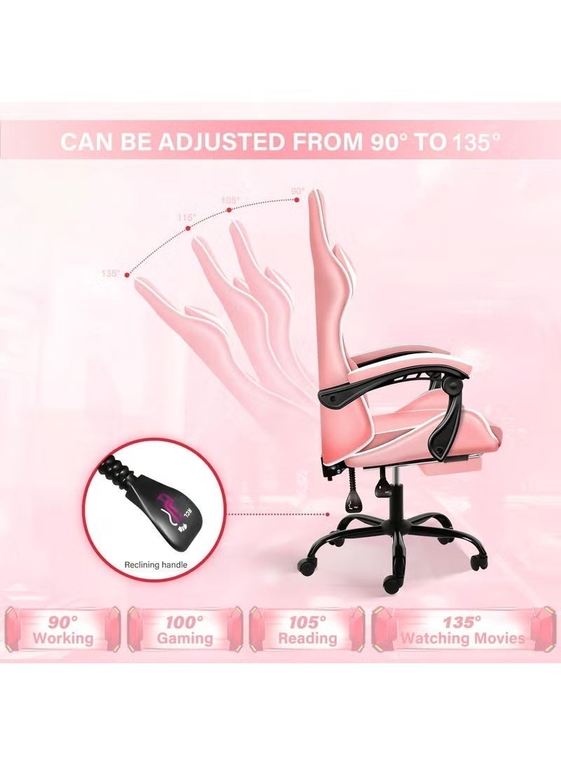 FUOE Video Gaming Chair High Back Racing Ergonomic Computer With Neck and Lumbar Support Massage Swivel Desk Office Chair Retractable Footrest for Gamers - Image 3
