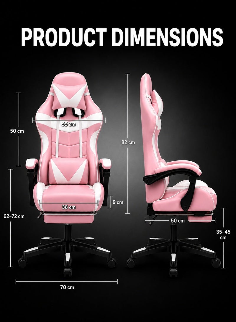 FUOE Video Gaming Chair High Back Racing Ergonomic Computer With Neck and Lumbar Support Massage Swivel Desk Office Chair Retractable Footrest for Gamers - Image 2