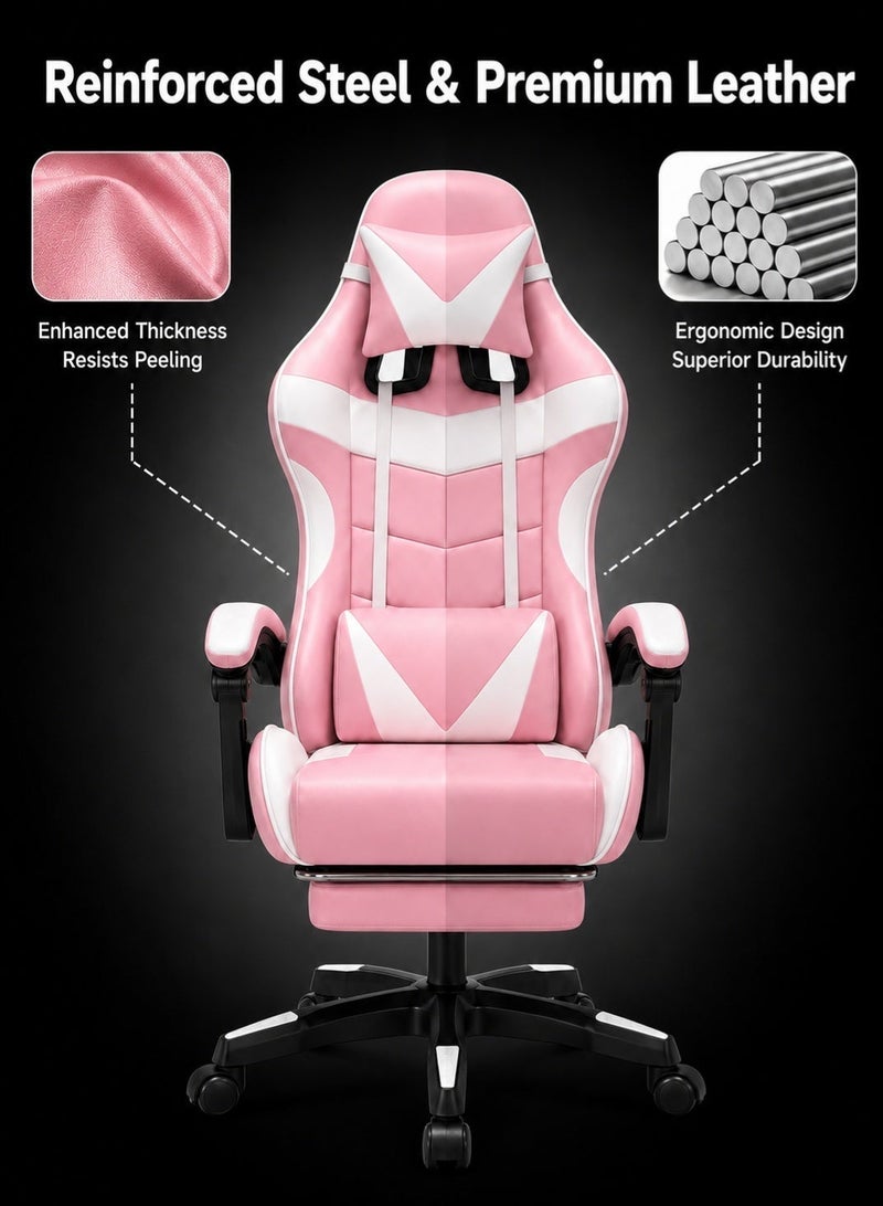 FUOE Video Gaming Chair High Back Racing Ergonomic Computer With Neck and Lumbar Support Massage Swivel Desk Office Chair Retractable Footrest for Gamers - Image 5