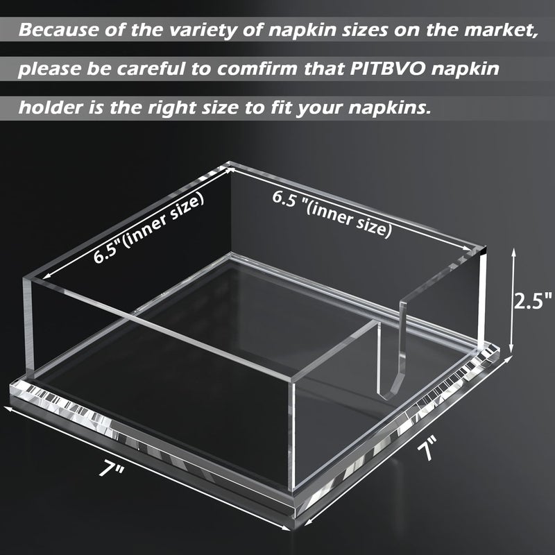 PITBVO Napkin Holder for Table, Acrylic Napkin Paper Towel Holder for Kitchen, Clear Acrylic Guest Towel Holder Tray for Bathroom, Cocktail Napkin Holder for Dinner (Square Clear 7'') - Image 4