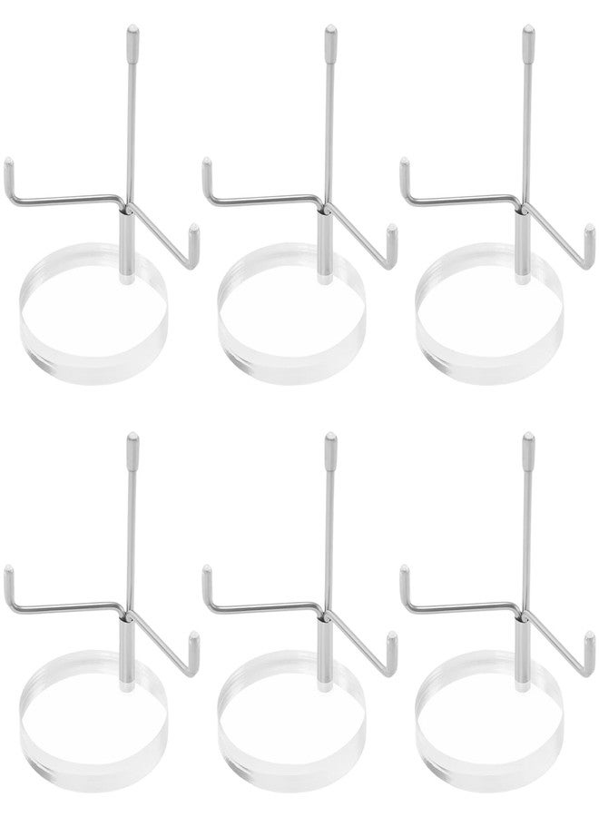 مجموعة من 6 حوامل عرض صخور من سينجون، حامل عرض بأذرع معدنية قابلة للتعديل وقاعدة أكريليك دائرية لعرض الأحافير المرجانية والصخور والمعادن والعقيق والكريستال، ارتفاع 3.1 بوصة - Image 1