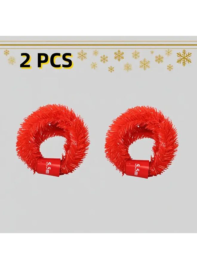 2 Pcs 216.54 Inch Red Artificial Pine Needle Christmas Wreath Home Holiday Decoration - Image 3