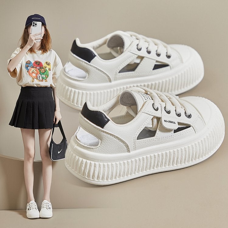 Ugly Cute Big Head Board Shoes Women'S 2023 Fashion Casual Shoes Platform Roman Hollow Sports Sandals - Image 2