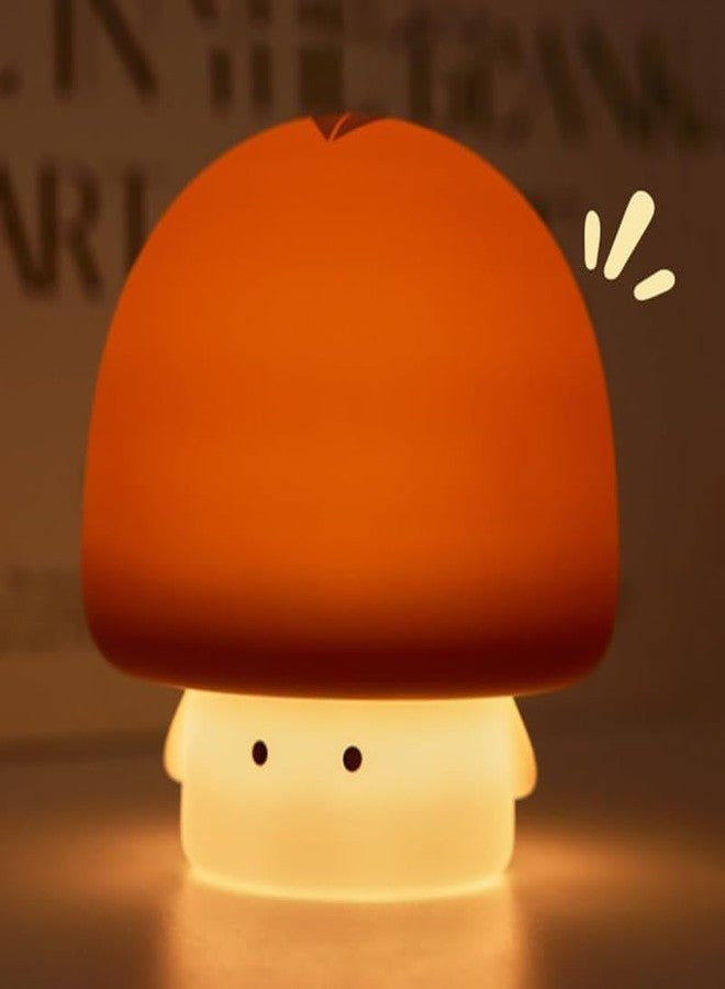 DTR Creation Mushroom Night Silicone Lamp - Rechargeable LED Night Light for Kids, Dimmable Touch Sensor Decorative Figurin Mushroom 12 cm Height - Image 1
