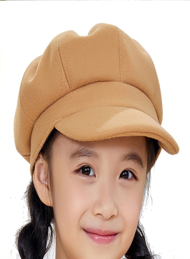 Vikodah Kids Newsboy Caps Beret Hats 8-Panel Baseball Pageboy Cabbie Sailor Hat Wool Felt for Boys Girls 2-6 Years Khaki - Image 1