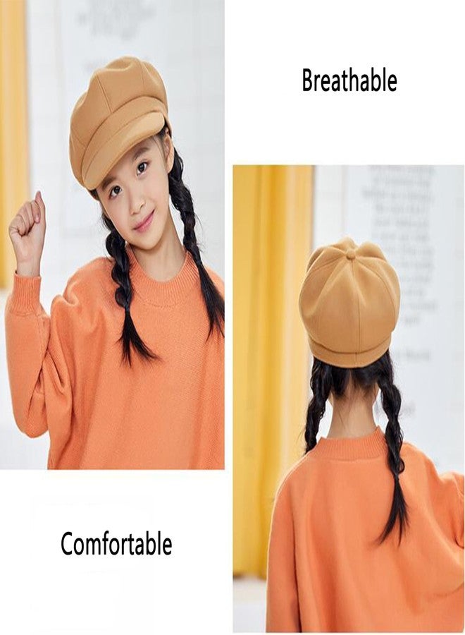 Vikodah Kids Newsboy Caps Beret Hats 8-Panel Baseball Pageboy Cabbie Sailor Hat Wool Felt for Boys Girls 2-6 Years Khaki - Image 2