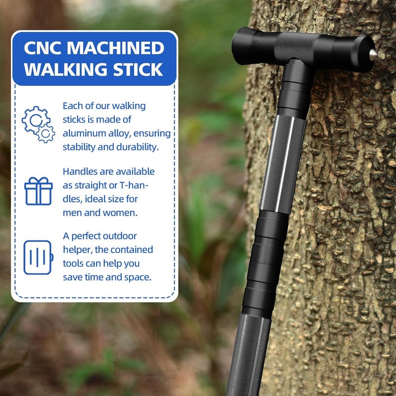 aiGear G2 Tactical Stick Hiking Walking Staff - Trekking Poles Outdoor Adjustable Hiking Stick for Camping Hiking 5-8 Tubes（with Multitool） - Image 3