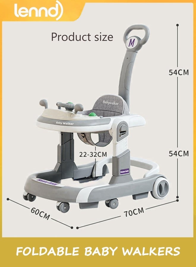 LENND 4-in-1 Foldable Baby Walkers with Wheels and Baby Activity Center Toys Tray with Music, 4-Gear Height Adjustable Infant Toddler Baby Walker, Baby Walker for Boys and Girls from 6-24 Months - Image 5