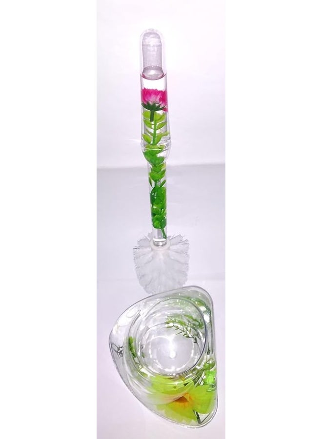 Acrylic toilet brush with multi-colored artificial flowers - Image 5