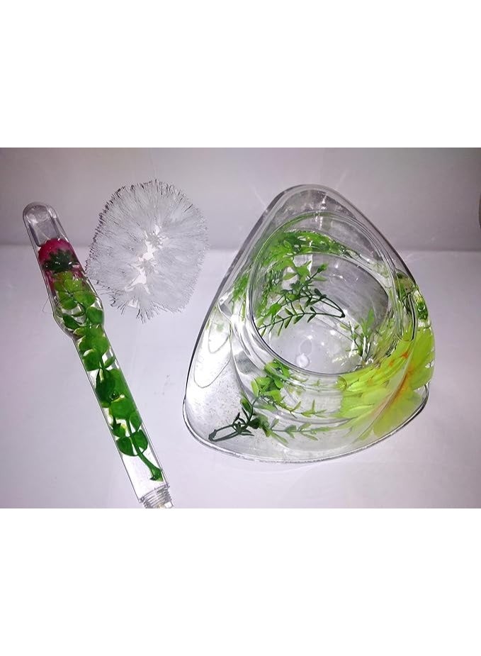 Acrylic toilet brush with multi-colored artificial flowers - Image 4