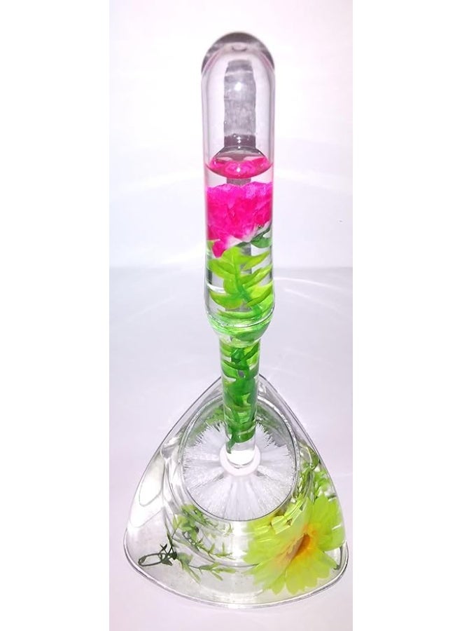 Acrylic toilet brush with multi-colored artificial flowers - Image 2
