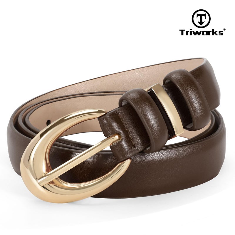 TRIWORKS 3 Pack Women Leather Belt for Jeans Pants Fashion Ladies Faux Leather Belt with Gold Buckle - Image 5
