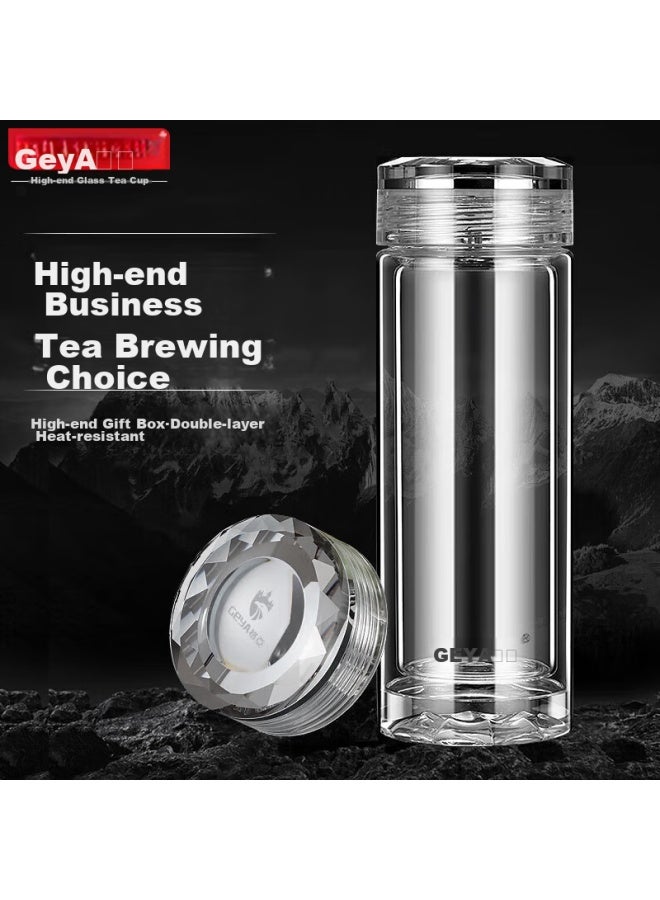 Geya Premium Double-layer Glass Tea Cup For Men, Business Tea Infuser Cup, Office Glass Water Cup, Gift Box Set - Image 1