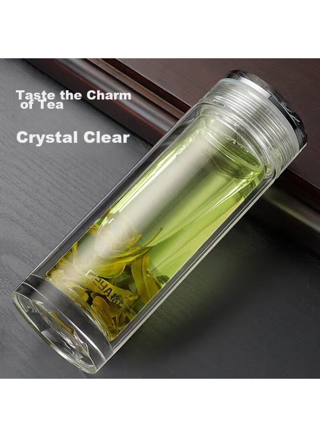 Geya Premium Double-layer Glass Tea Cup For Men, Business Tea Infuser Cup, Office Glass Water Cup, Gift Box Set - Image 2