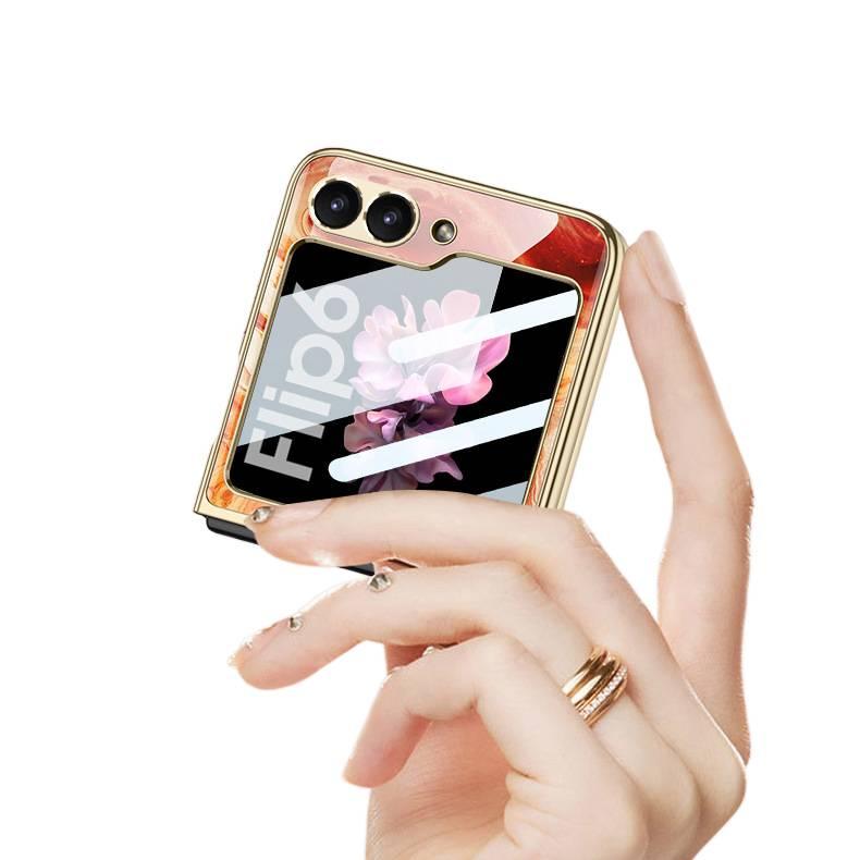 Drop Protection Leather , PC + Texture , Cover for Samsung Galaxy Z Flip 6 , Silver , with Easy Storage - Image 4