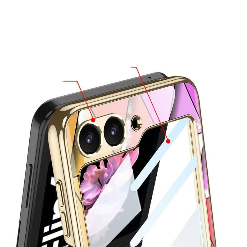 Drop Protection Leather , PC + Texture , Cover for Samsung Galaxy Z Flip 6 , Silver , with Easy Storage - Image 3