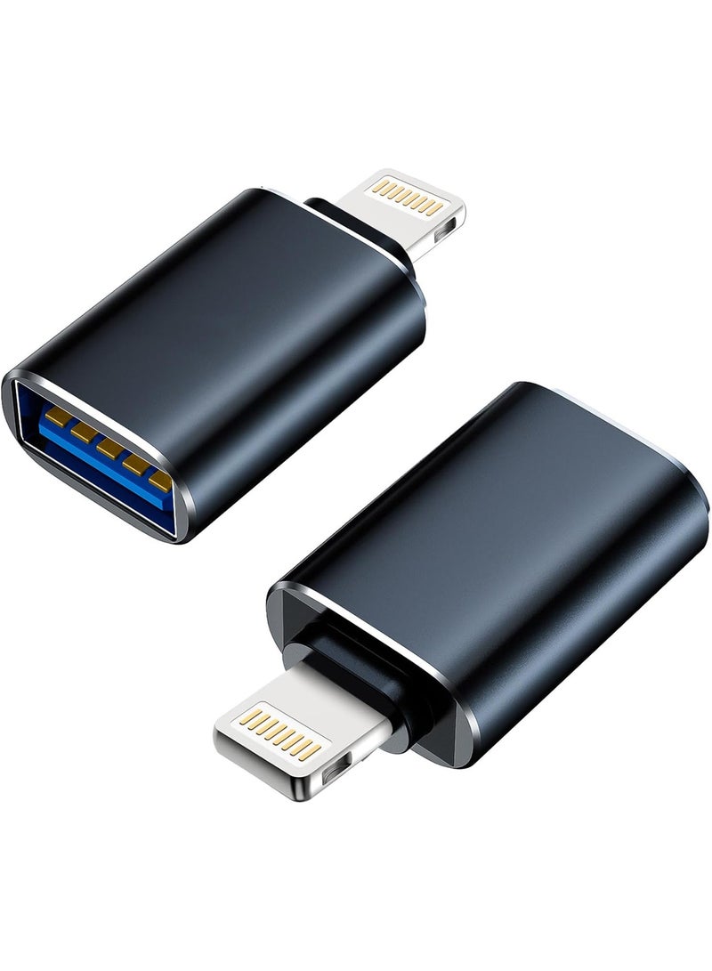 2 Pack Lightning to USB 3.0 OTG Adapter Cable Portable Camera Adapter Data Sync Cord Compatible with iPhone iPad Connect Flash Drive Card Reader Mouse MIDI Keyboard - Image 1