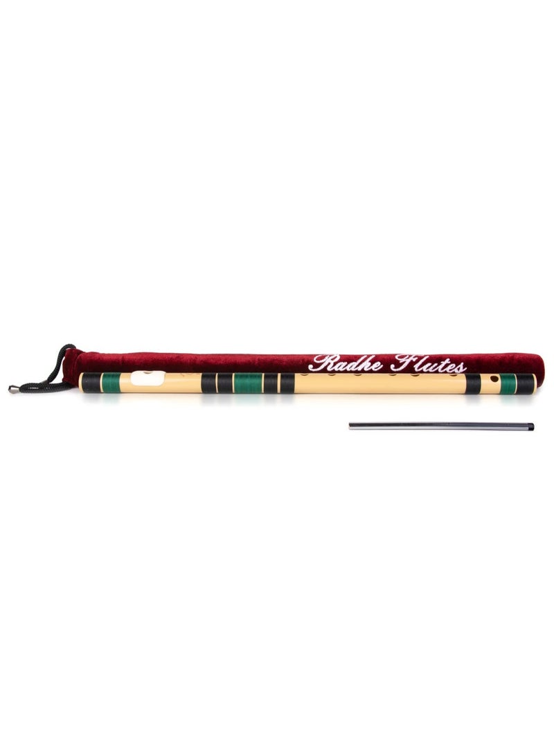 Generic Radhe Flutes C Natural Right Handed Middle Bansuri Black Dark Green Tuned With Tanpura A=440Hz PVC Flute Velvet Cover Hindi English Flute Lessons  - Image 2