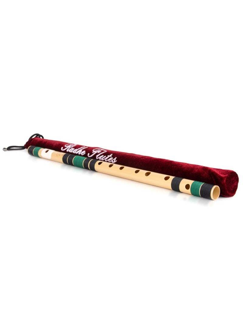 Generic Radhe Flutes C Natural Right Handed Middle Bansuri Black Dark Green Tuned With Tanpura A=440Hz PVC Flute Velvet Cover Hindi English Flute Lessons  - Image 4