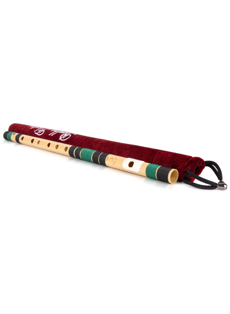 Generic Radhe Flutes C Natural Right Handed Middle Bansuri Black Dark Green Tuned With Tanpura A=440Hz PVC Flute Velvet Cover Hindi English Flute Lessons  - Image 1