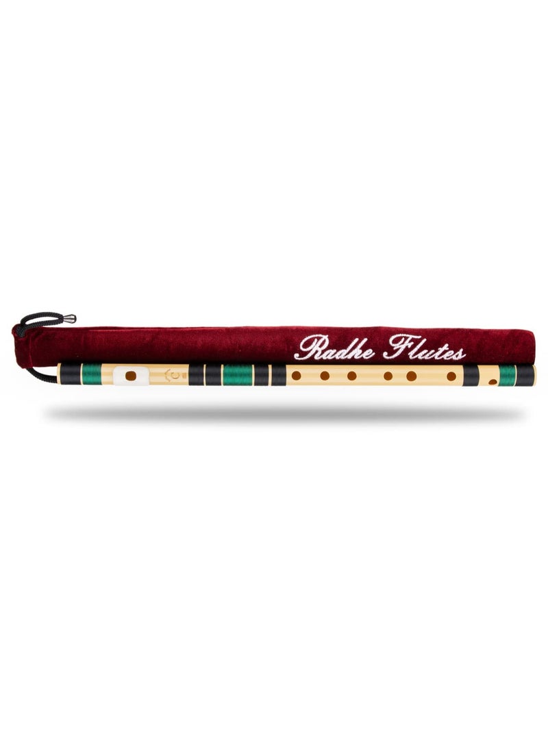 Generic Radhe Flutes C Natural Right Handed Middle Bansuri Black Dark Green Tuned With Tanpura A=440Hz PVC Flute Velvet Cover Hindi English Flute Lessons  - Image 5