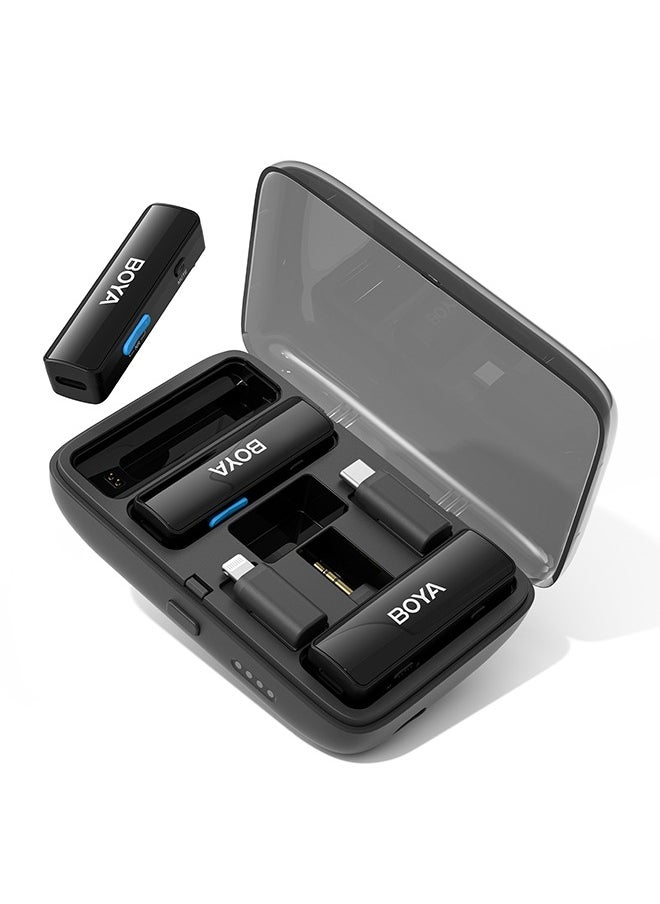 BOYA - BOYALINK Wireless Lavalier Microphone,Dual Channel Clip on Mic,Portable Charging Case with Lightning,USB-C,3.5mm Jack Adapter for iPhone Andriod Camera,Noise Reduction for Vedio Audio Recording - Image 1