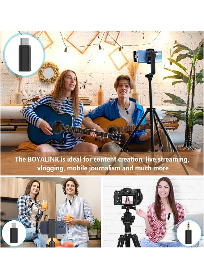 BOYA - BOYALINK Wireless Lavalier Microphone,Dual Channel Clip on Mic,Portable Charging Case with Lightning,USB-C,3.5mm Jack Adapter for iPhone Andriod Camera,Noise Reduction for Vedio Audio Recording - Image 1