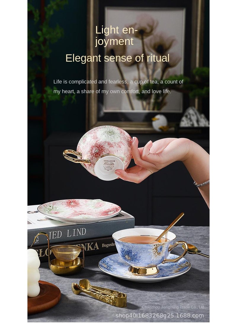 Y&D European style full color peony bone china coffee cup, ceramic plate, ceramic water cup, Coffee Cups, Tea Cup Set,  Porcelain Tea Set, Latte Cupsexquisite gift box tea cup set  - Image 3