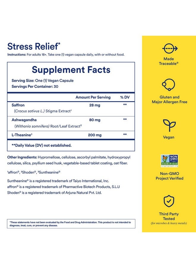 Ritual Stress Relief Supplement BioSeries with 8-Hour Release to Support Natural Cortisol Response and Promote Calm (Shoden® Ashwagandha, Suntheanine® L-Theanine, and Saffron as affron®*) 30 Day - Image 3