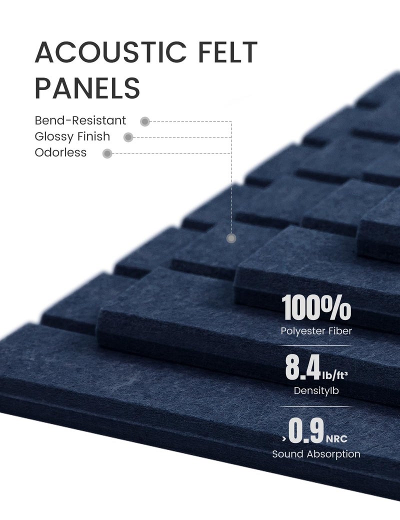 Fluxynara Felt Bulletin Board Tiles -28"x18" with 40 Adhesive Tabs, Cork Board Alternative for Office Decor, Push Pin Board Wall Organizer 6-Pack (Carbon Blue) - Image 3