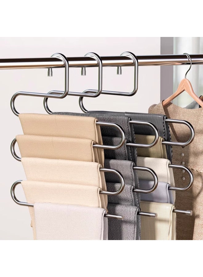 Muya Stainless Steel Pants Hanger, Specialized For Hanging Pants, Multi-layer Multifunctional Wardrobe Organizer, Built-in Storage Solution For Home Use