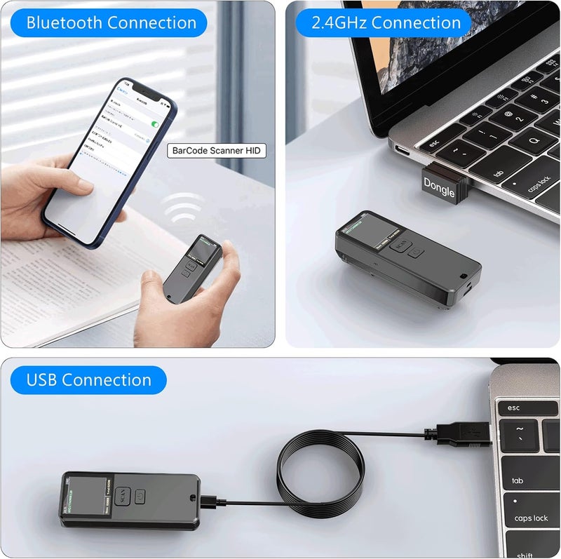 symcode 2D Bluetooth Barcode Scanner Wireless, 3-in-1 Self-Sensing 1D 2D QR Code Scanner for Stock, Portable Bar Code Scanner for PC,POS, iPad, iPhone,Tablet,iOS, Android - Image 5