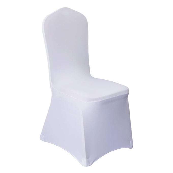 100 PCS WHITE WASHABLE REMOVABLE UNIVERSAL FOR WEDDING PARTY DINING BANQUET POLYESTER SPANDEX STRETCH SLIPCOVERS CHAIR COVERS