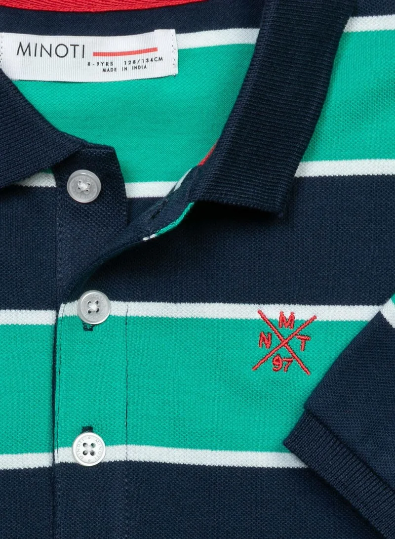 MINOTI Boys' Short Sleeve Polo Shirt with Button Placket