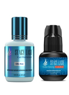 Stacy Lash Extra Strong Evolution Eyelash Extension Glue + Gel Remover - Stacy Lash / 1-2 sec Drying time/Retention – 8 Weeks/Maximum Bonding Power/Professional Use Only Black Adhesive/Gel Remover/ 15 ml  - Image 1