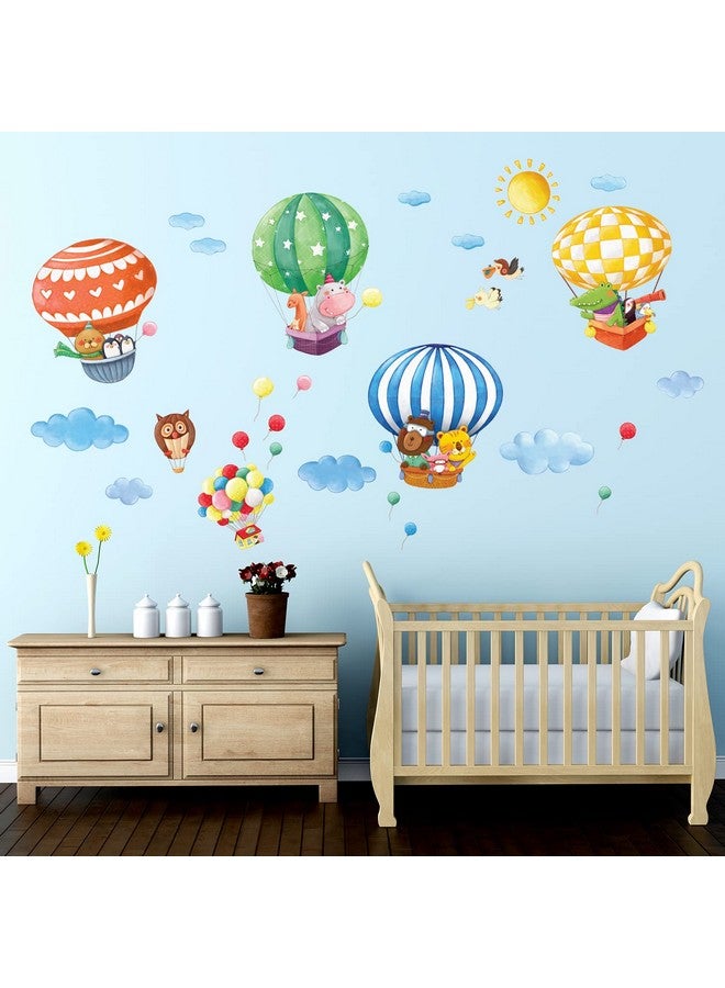 Decowall Da1406B Animal Hot Air Balloons Kids Wall Stickers Wall Decals Peel And Stick Removable Wall Stickers For Kids Nursery Bedroom Living Room Décor - Image 1